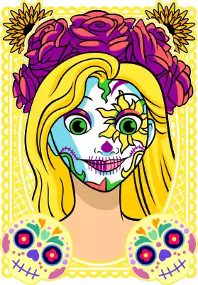 vectores plantilas DÍA DE MUERTOS,PRINCESA,DISNEY,CATRINA,NIÑA,